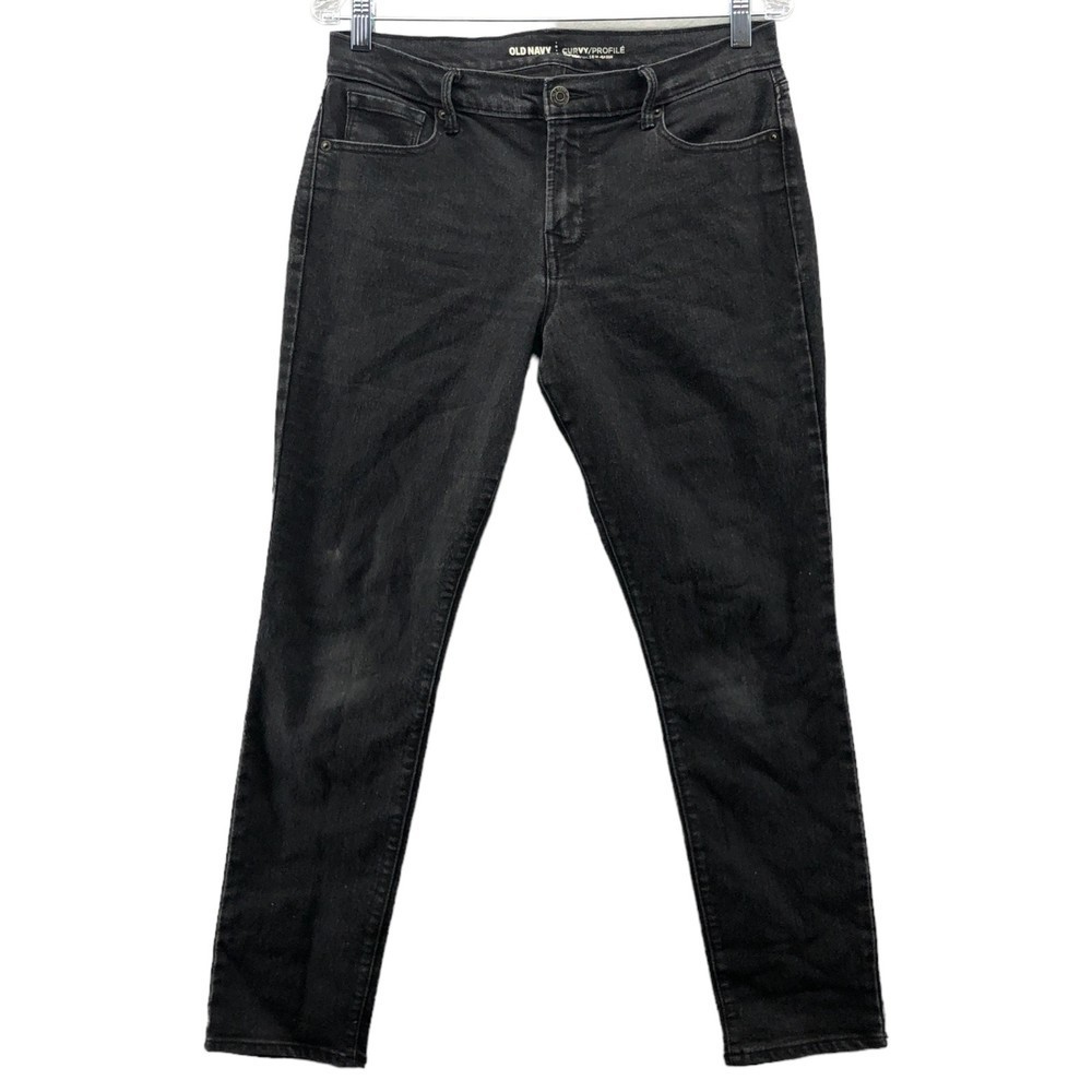 Old Navy Curvy Mid Rise Skinny Jeans Womens 8 Gray Grunge Comfort Stretch Denim